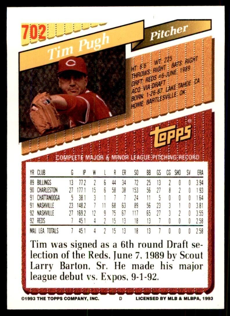 1993 Topps Inaugural Colorado Rockies Tim Pugh #702
