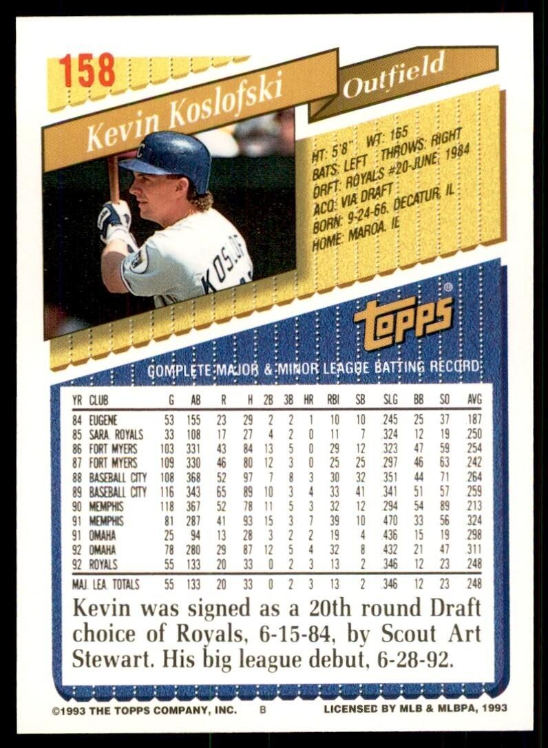 1993 Topps Inaugural Colorado Rockies Kevin Koslofski #158