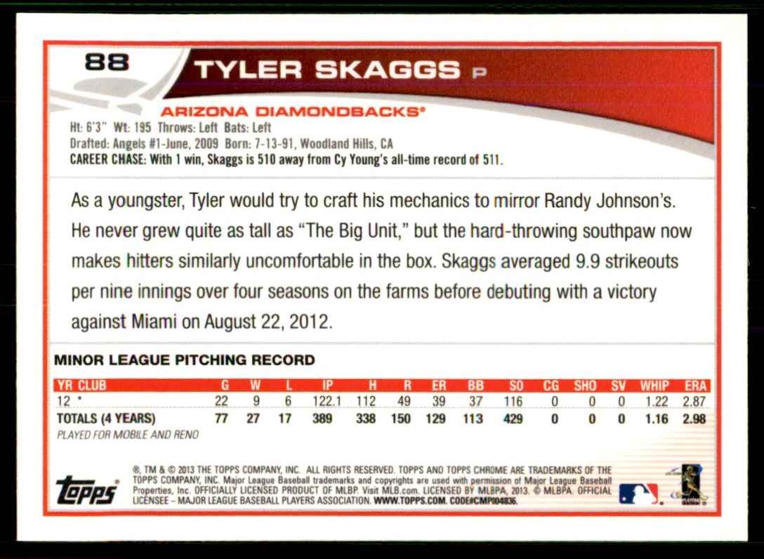2013 Topps Chrome Tyler Skaggs A Baseball Cards #88