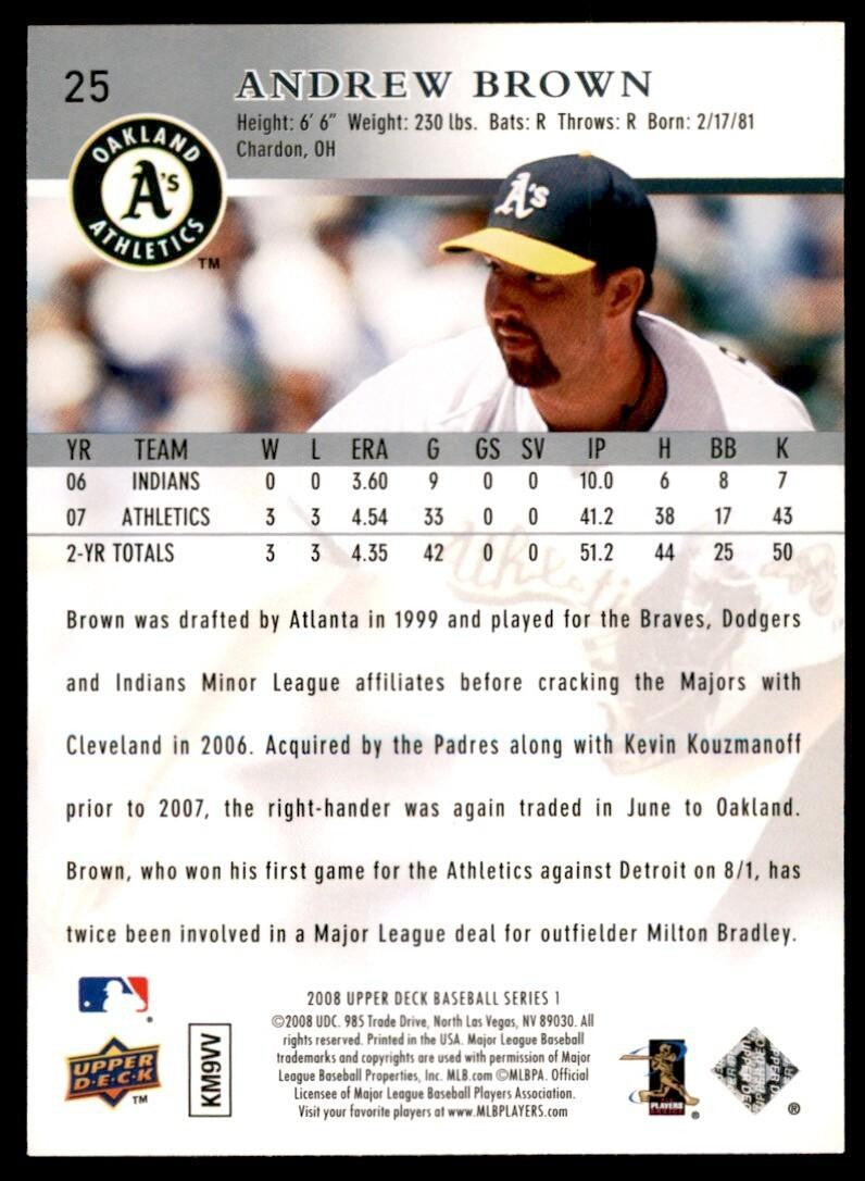 2008 Upper Deck Andrew Brown Baseball Cards #25