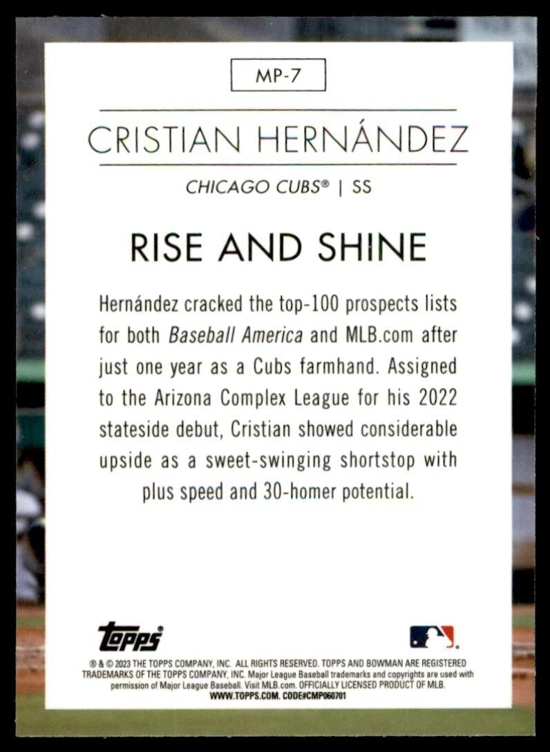 2023 Bowman Chrome Cristian Hernandez Baseball Cards #MP-7