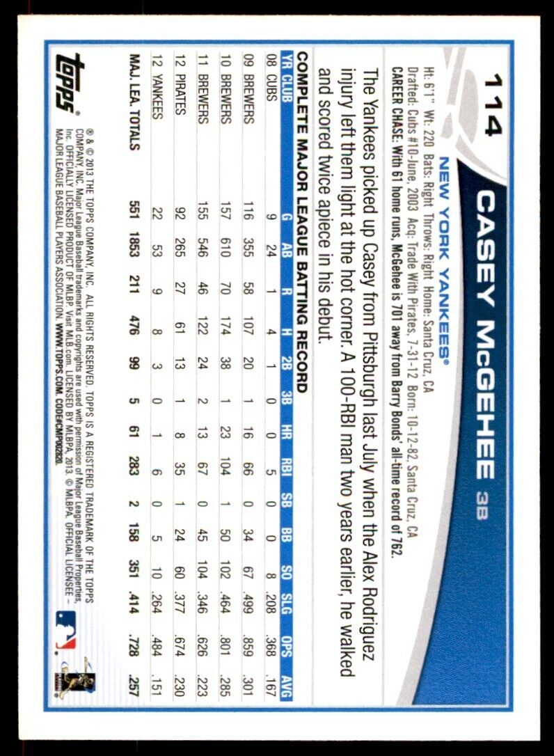 2013 Topps Casey McGehee Baseball Cards #114