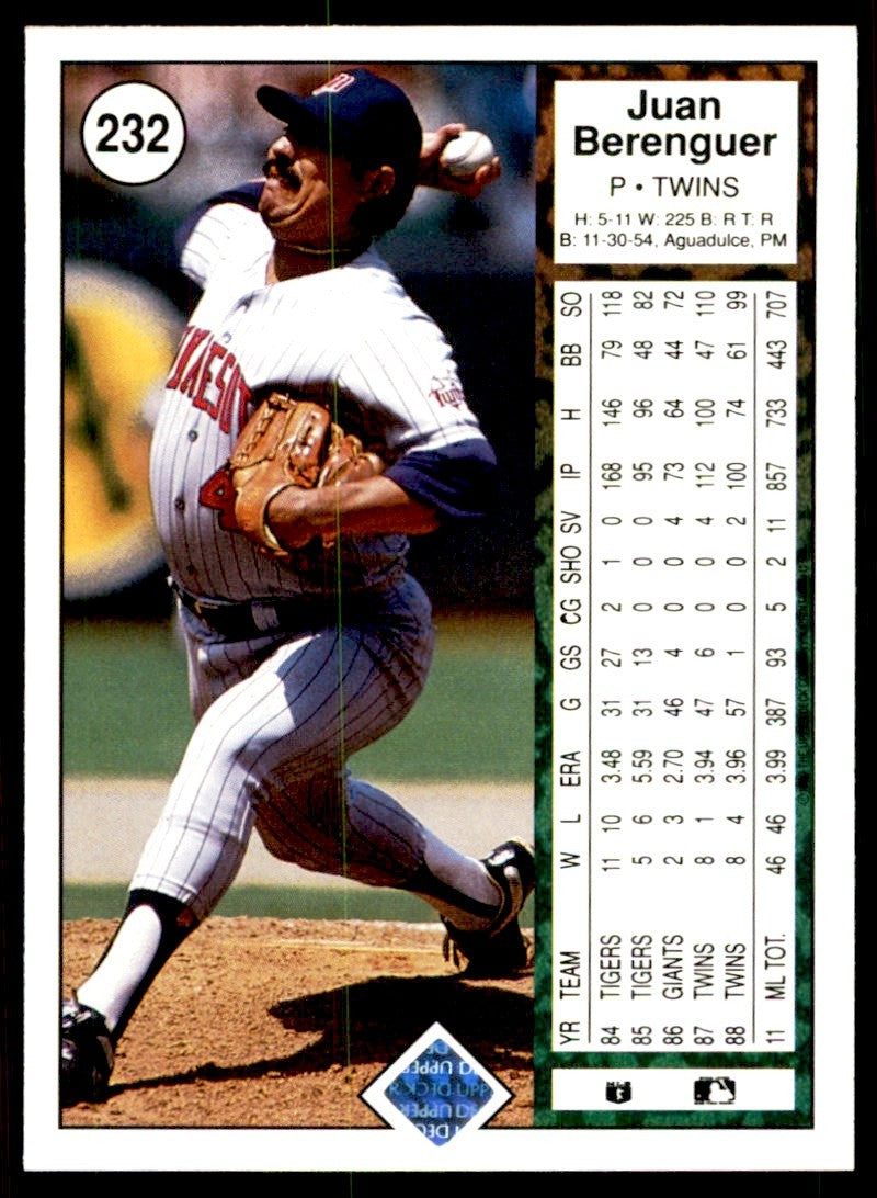 1989 Upper Deck Juan Berenguer Baseball Cards #232