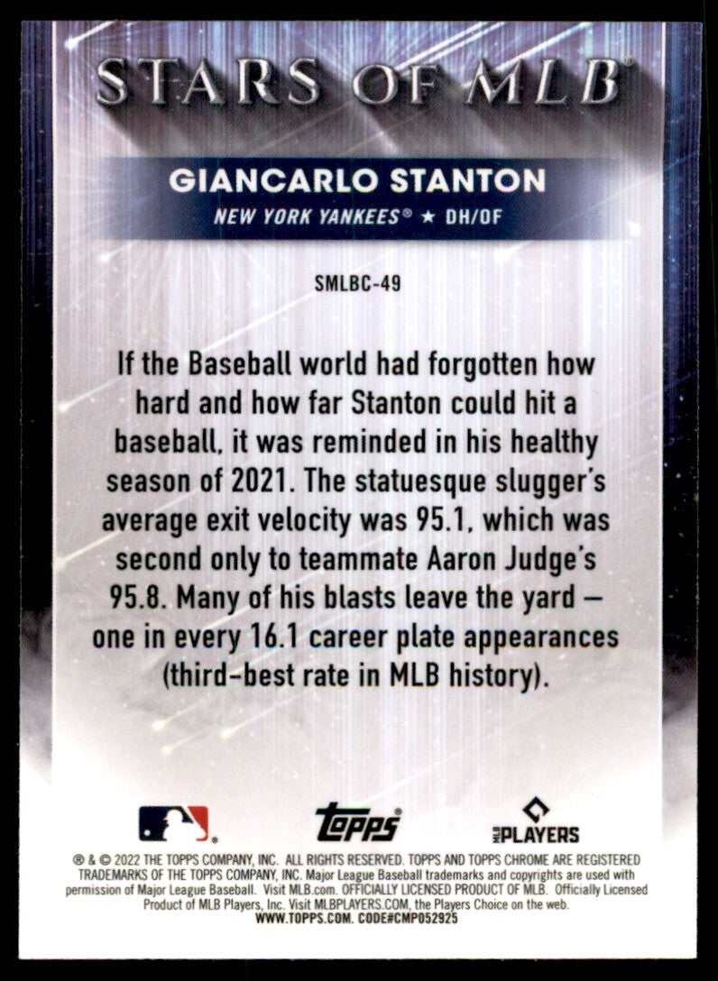 2022 Topps Chrome Giancarlo Stanton Baseball Cards #MLBC-49