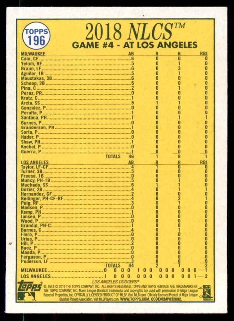 2019 Topps Heritage Saved by the Belli! Baseball Cards #196