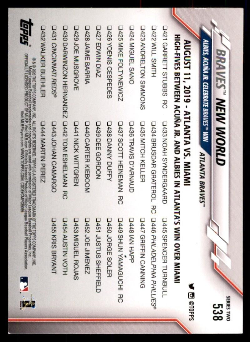 2020 Topps. Braves New World Baseball Cards #538