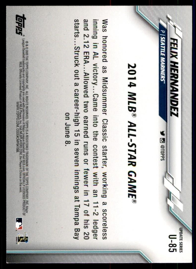 2020 Topps. Felix Hernandez Baseball Cards #U-85