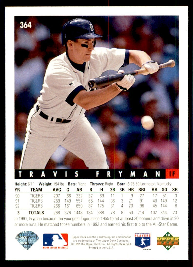 1993 Upper Deck Travis Fryman Baseball Cards #364