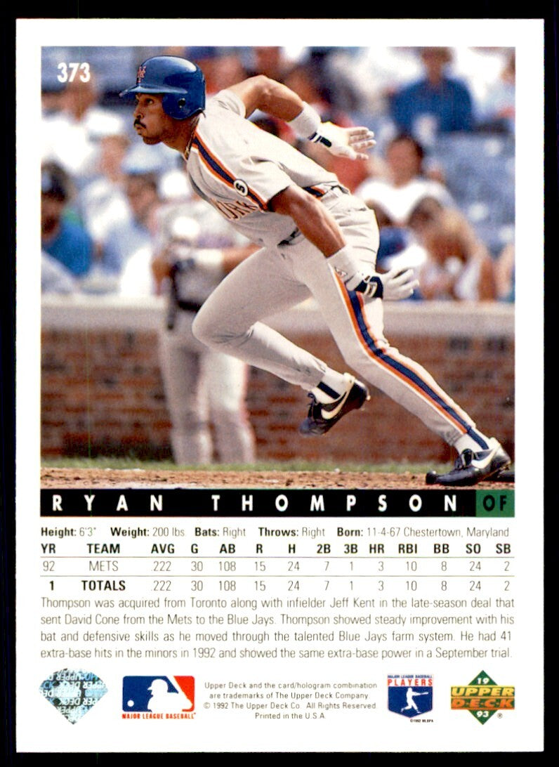 1993 Upper Deck: Ryan Thompson Baseball Cards #373