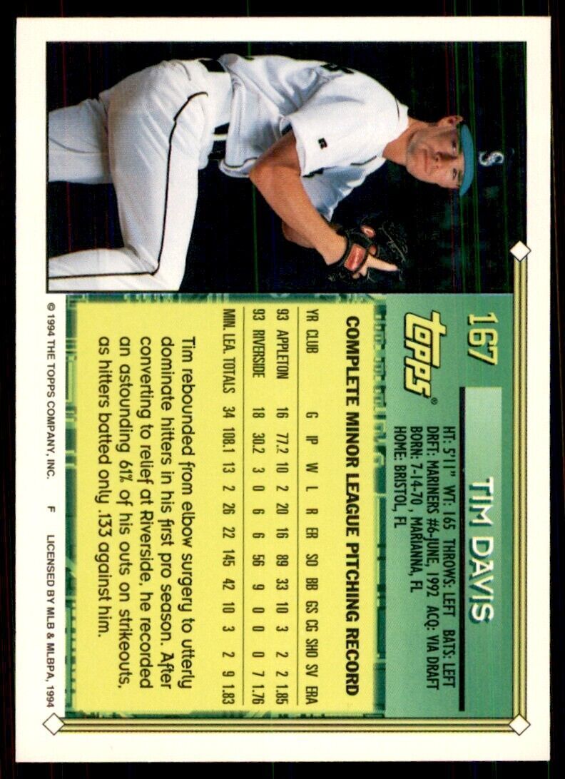 1994 Topps Tim Davis A Baseball Card #167