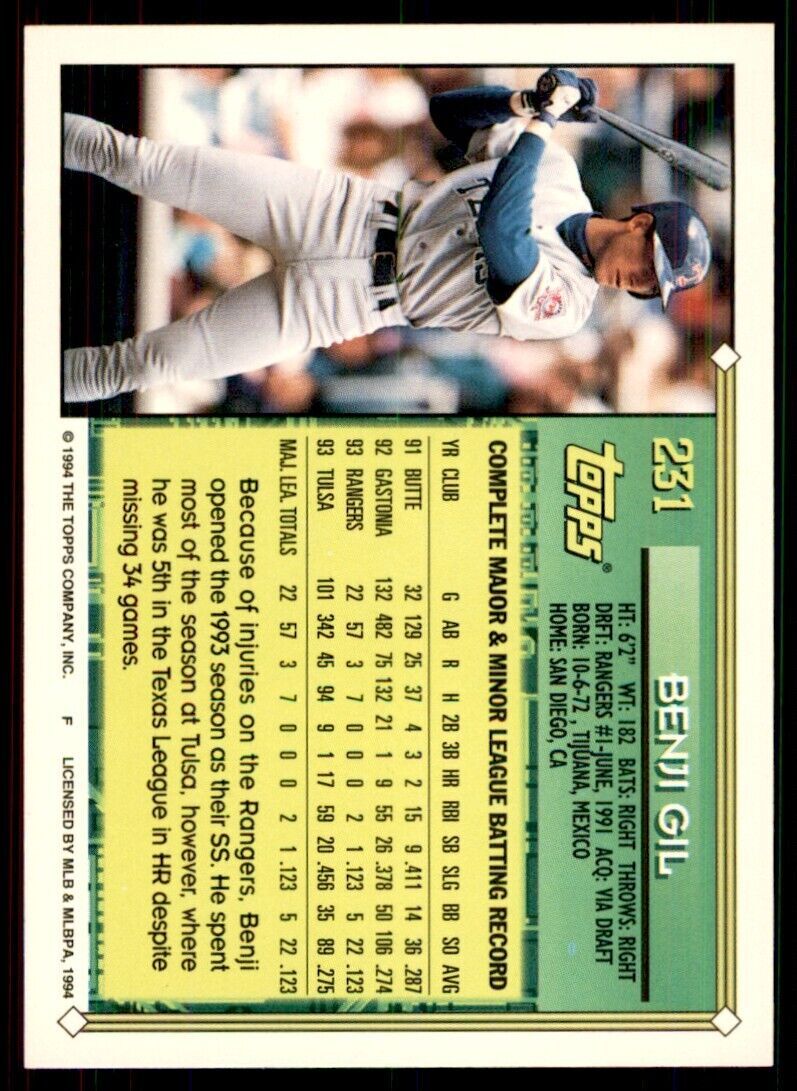 1994 Topps Benji Gil A Baseball Card #231