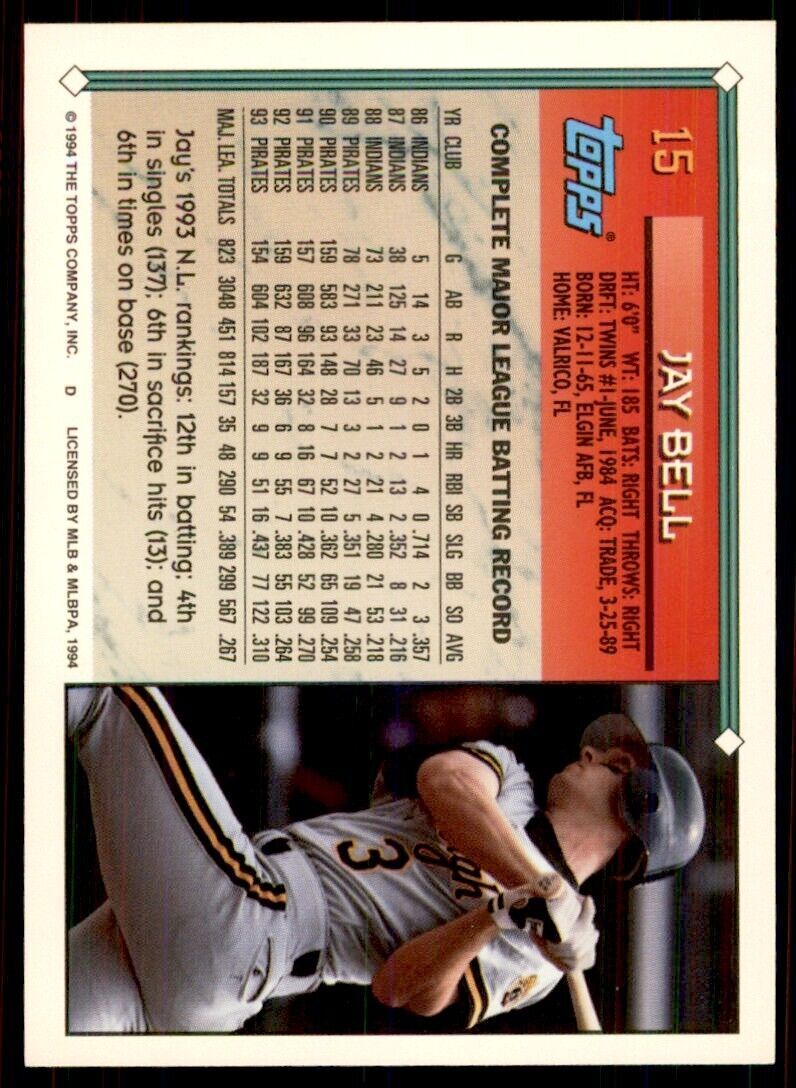 1994 Topps Jay Bell Baseball Card #15