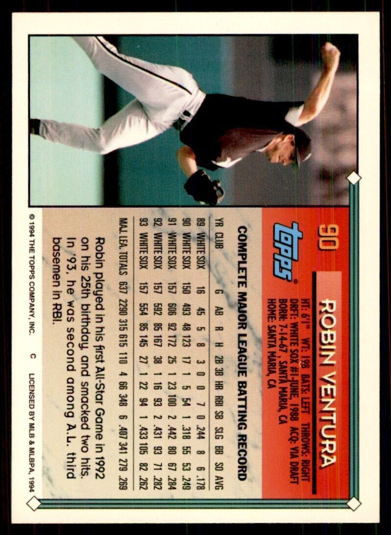 1994 Topps Robin Ventura Baseball Card #90