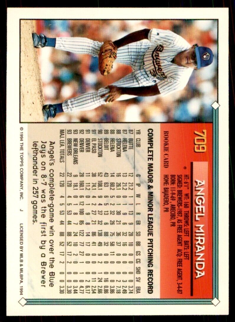 1994 Topps Angel Miranda Baseball Card #709