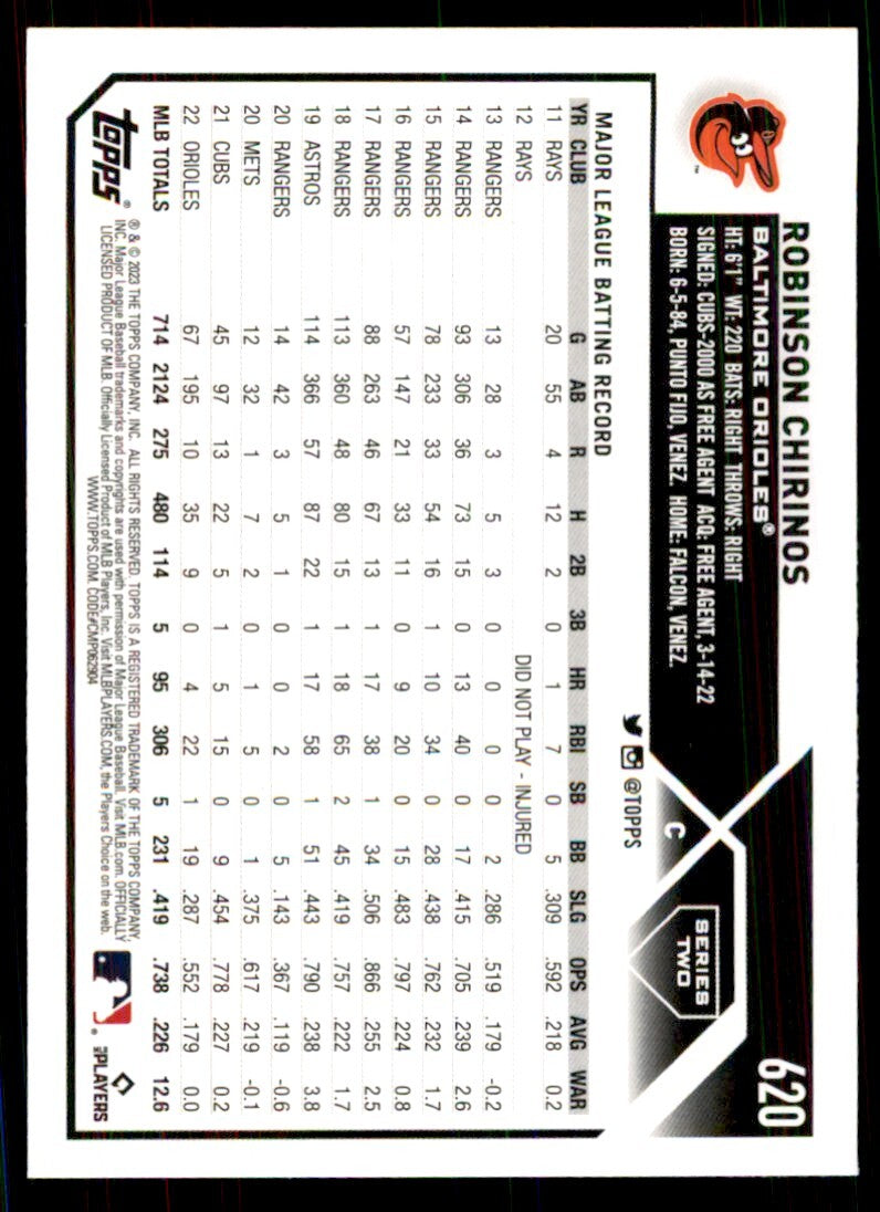 2023 Topps Robinson Chirinos Baseball Cards #620