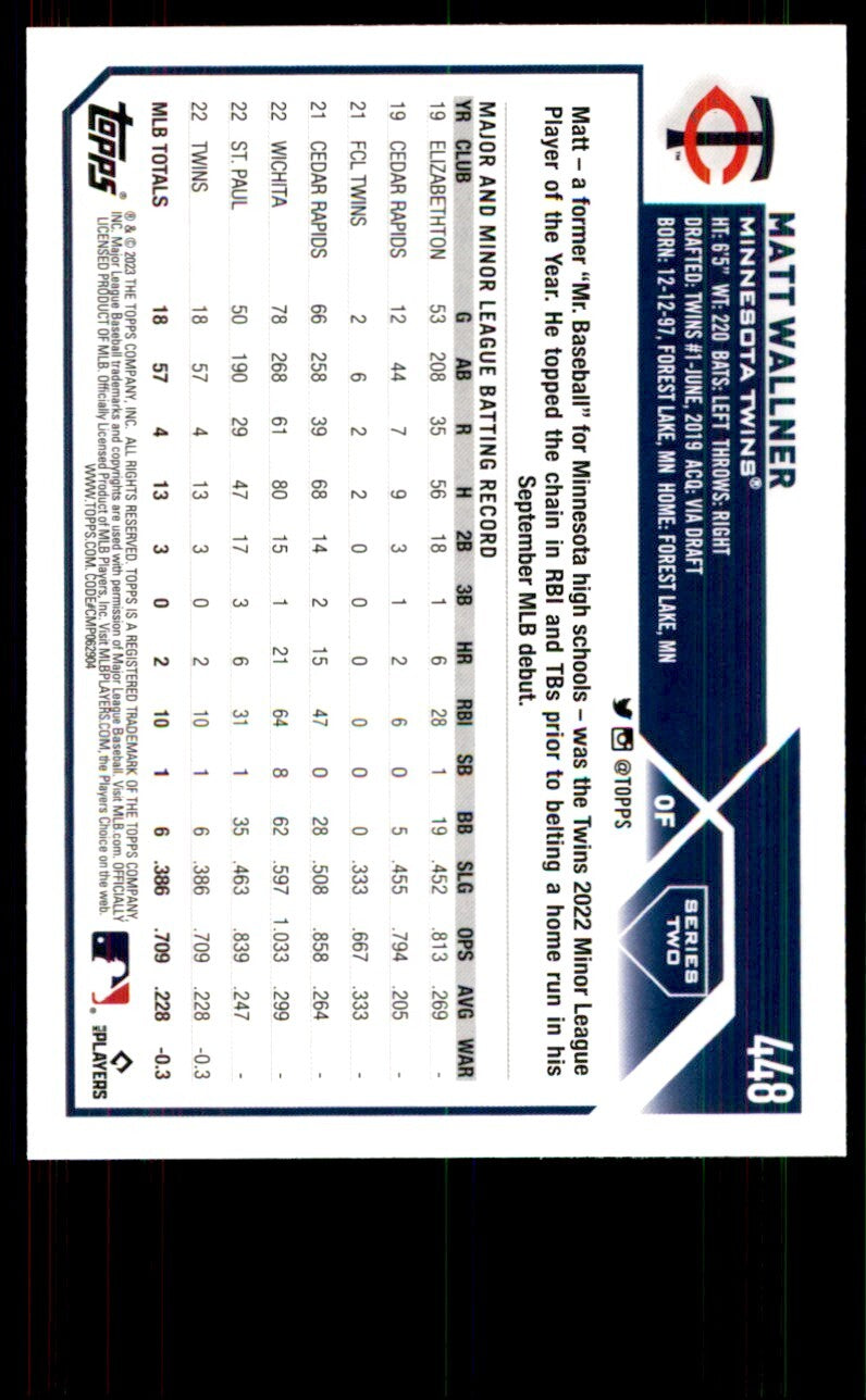 2023 Topps Matt Wallner Rookie Baseball Cards #448