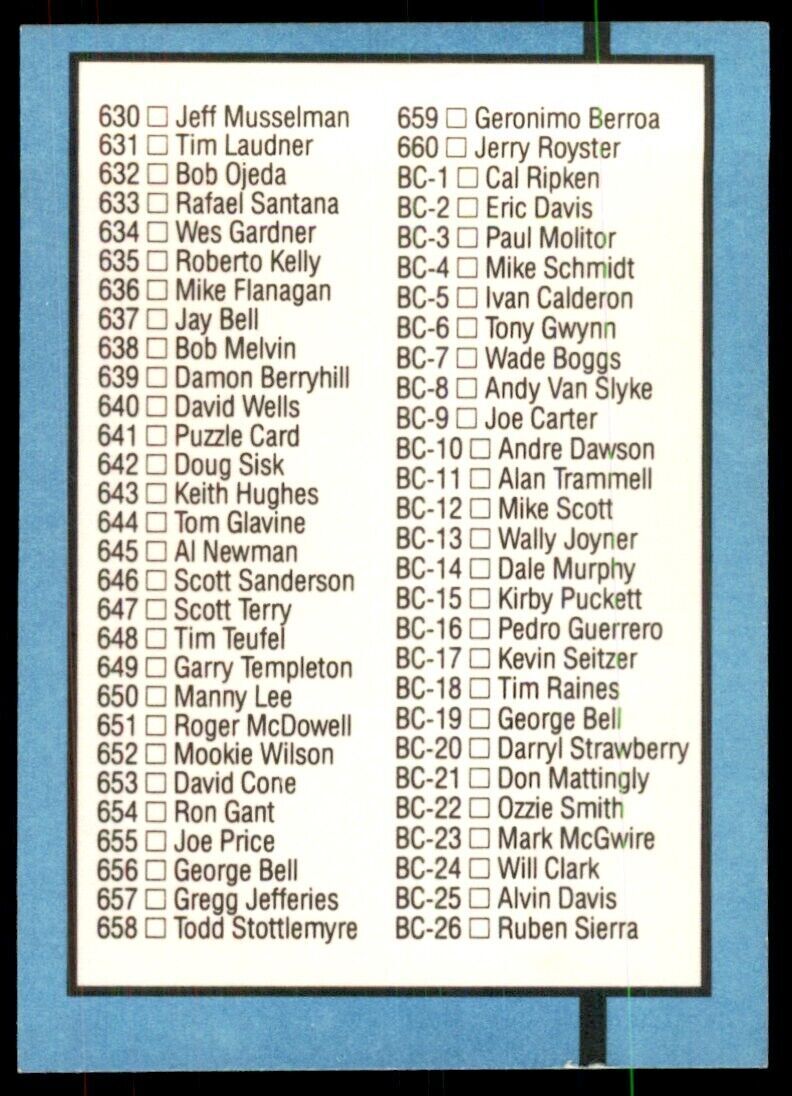 1988 Donruss Checklist 578-658 Baseball Cards #600