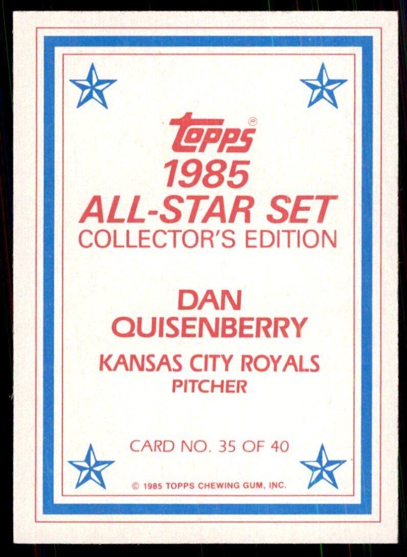 1985 Topps Dan Quisenberry Baseball Cards #35