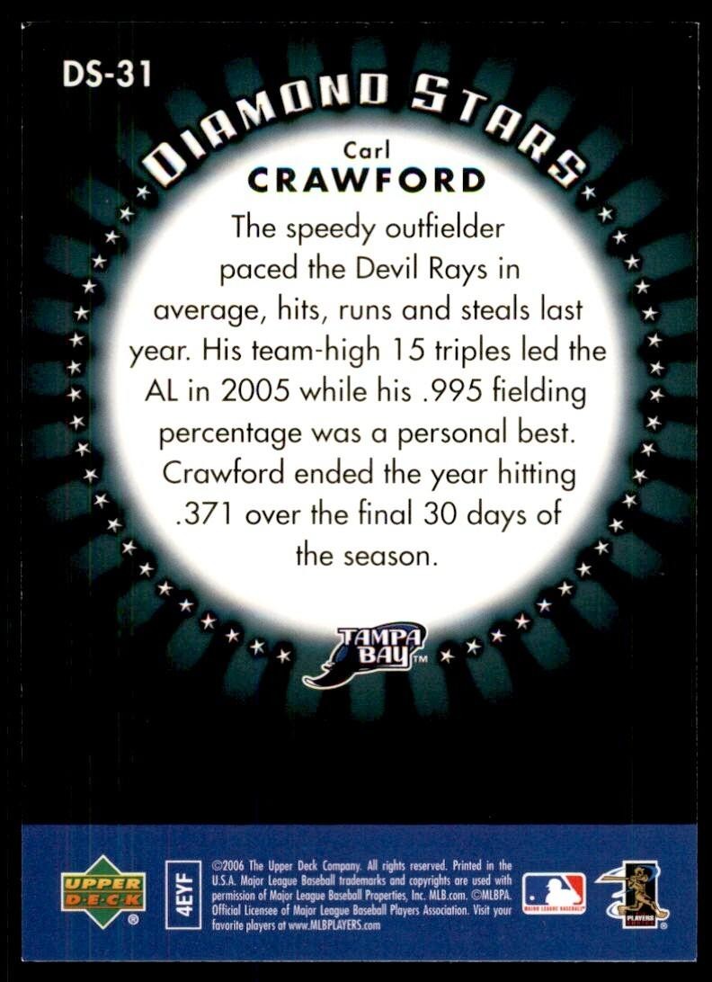 2006 Upper Deck First Pitch Diamond Stars Carl Crawford Tampa Bay Devil Rays