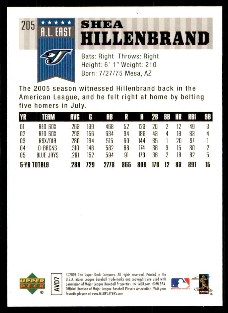 2006 Upper Deck First Pitch Shea Hillenbrand Toronto Blue Jays #205