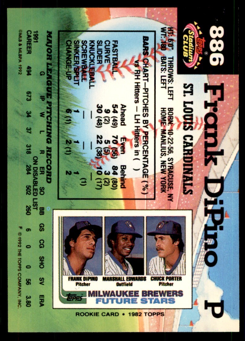 1992 Stadium Club Frank DiPino St. Louis Cardinals #886