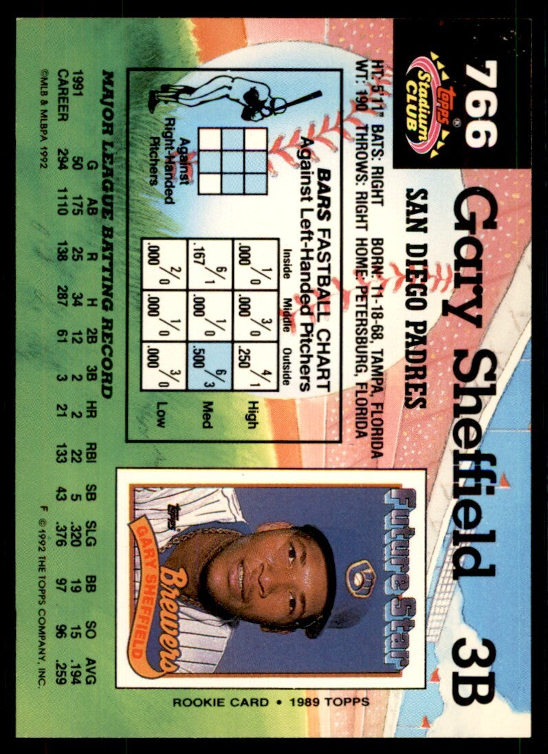 1992 Stadium Club Gary Sheffield San Diego Padres #766