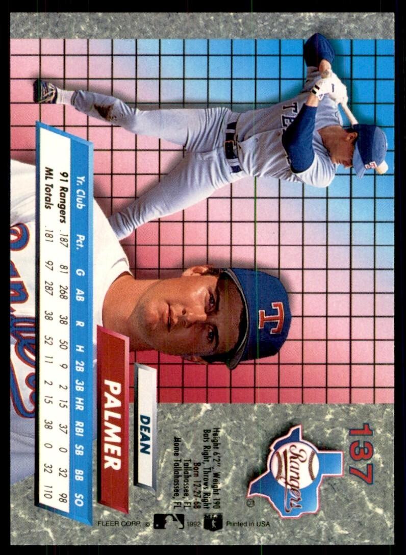 1992 Fleer Ultra Dean Palmer A Baseball Cards #137