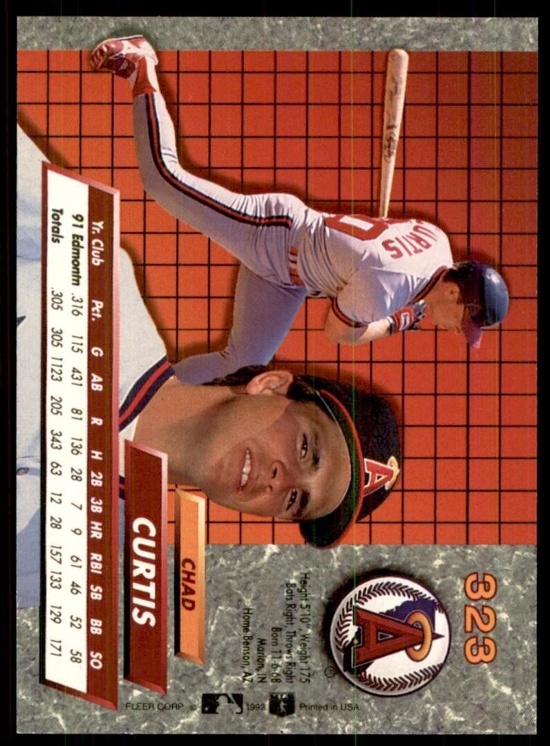 1992 Fleer Ultra Chad Curtis A Baseball Cards #323