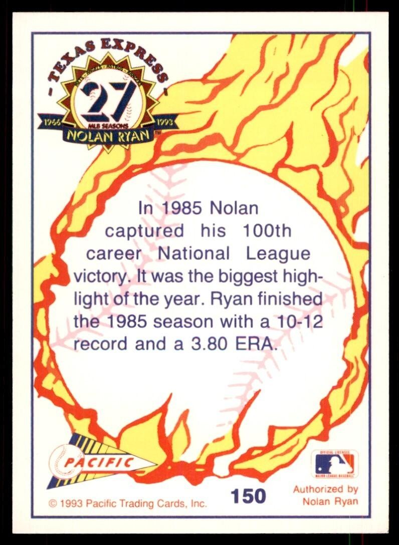 1993 Pacific Texas Express 100th National League Win Baseball Cards #150