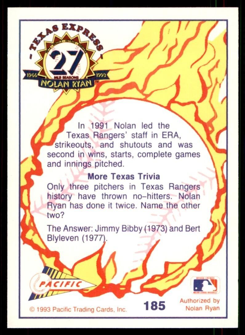 1993 Pacific Texas Express Ranger Team Leader Baseball Cards #185