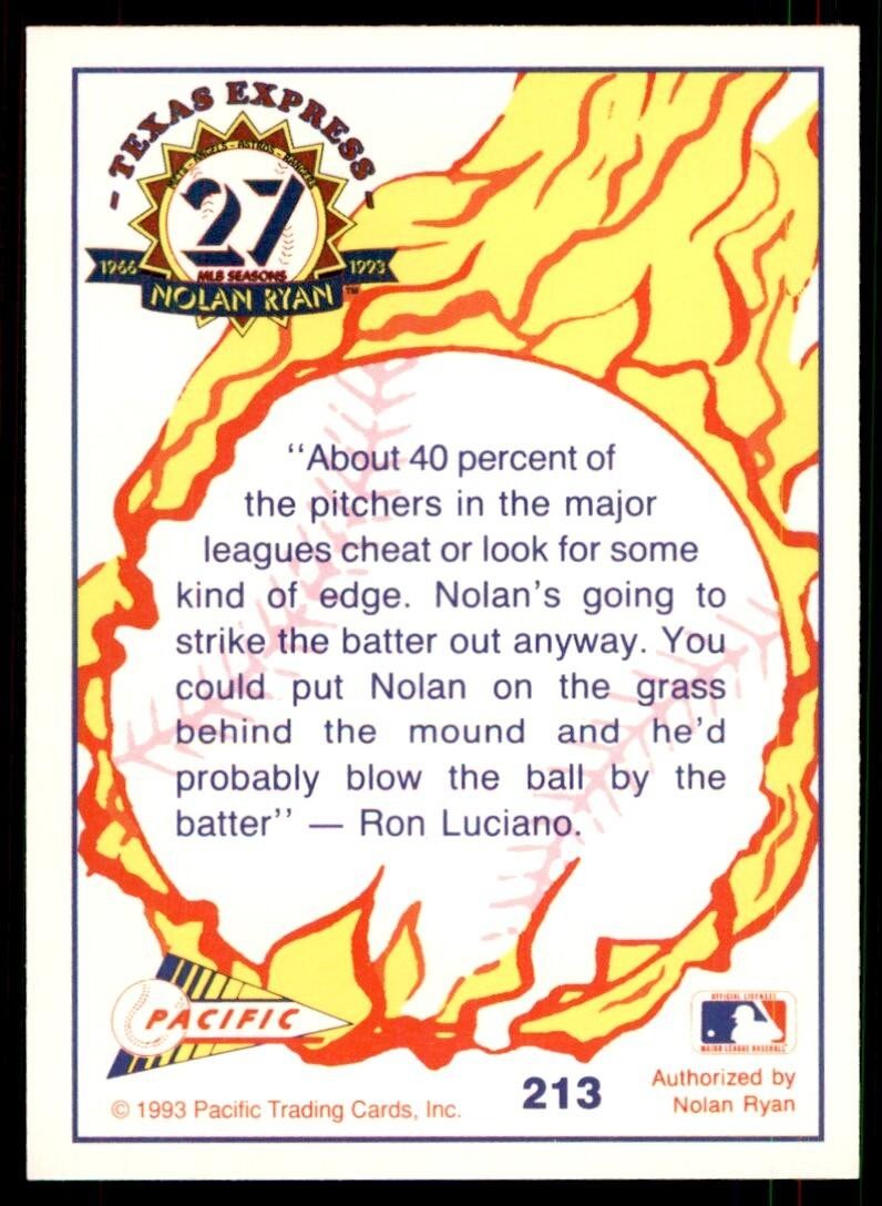 1993 Pacific Texas Express Nolan's Edge - Speed A Baseball Cards #213