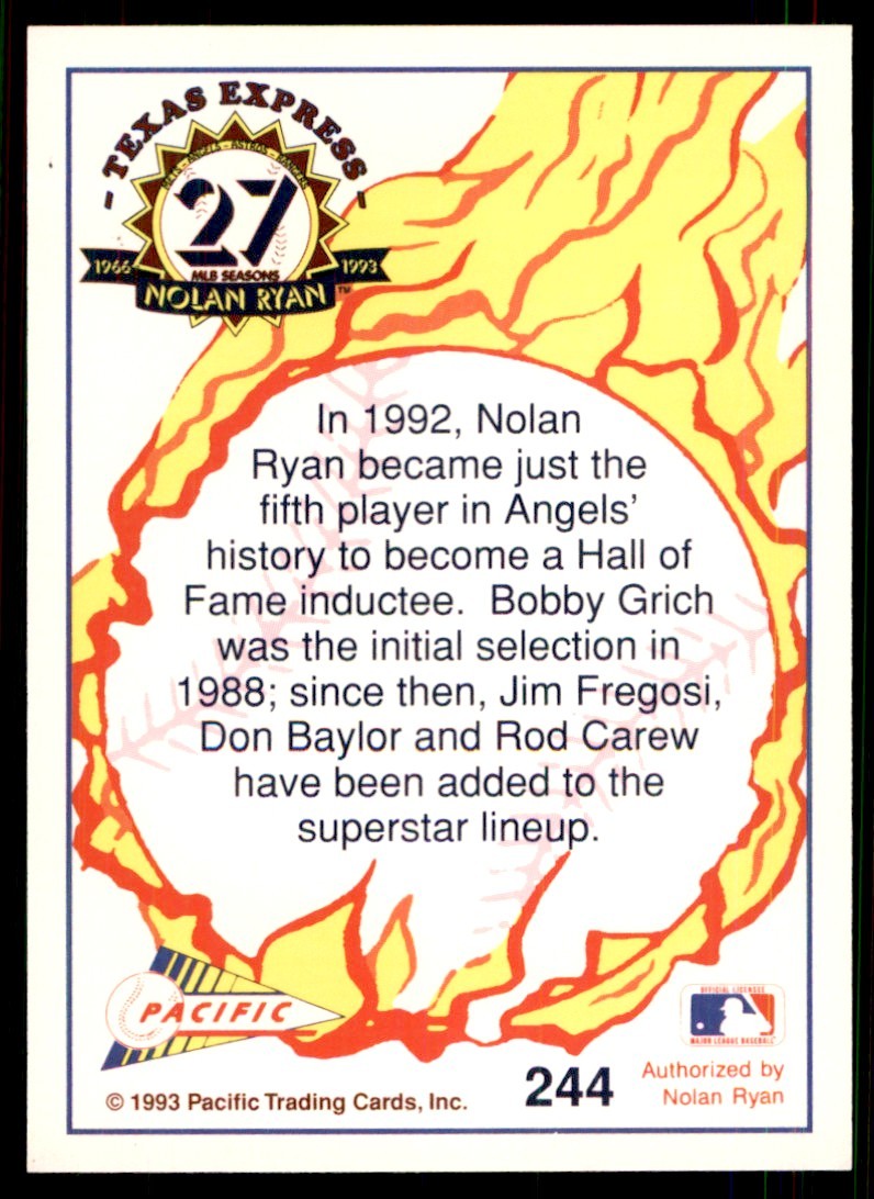 1993 Pacific Texas Express Angels' Hall of Fame A Baseball Cards #244