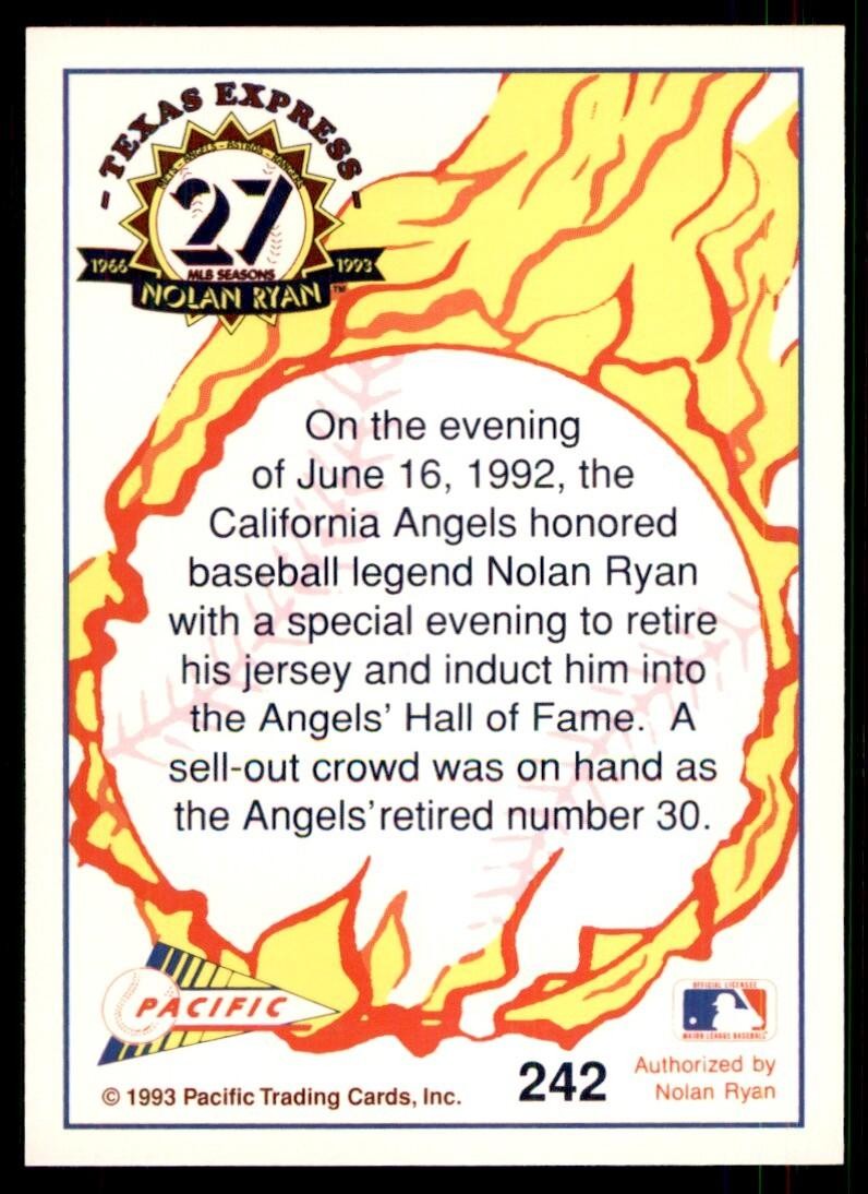 1993 Pacific Texas Express Angels' #30 Retired A Baseball Cards #242