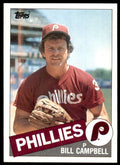 1985 Topps Baseball Card Bill Campbell Philadelphia Phillies #209