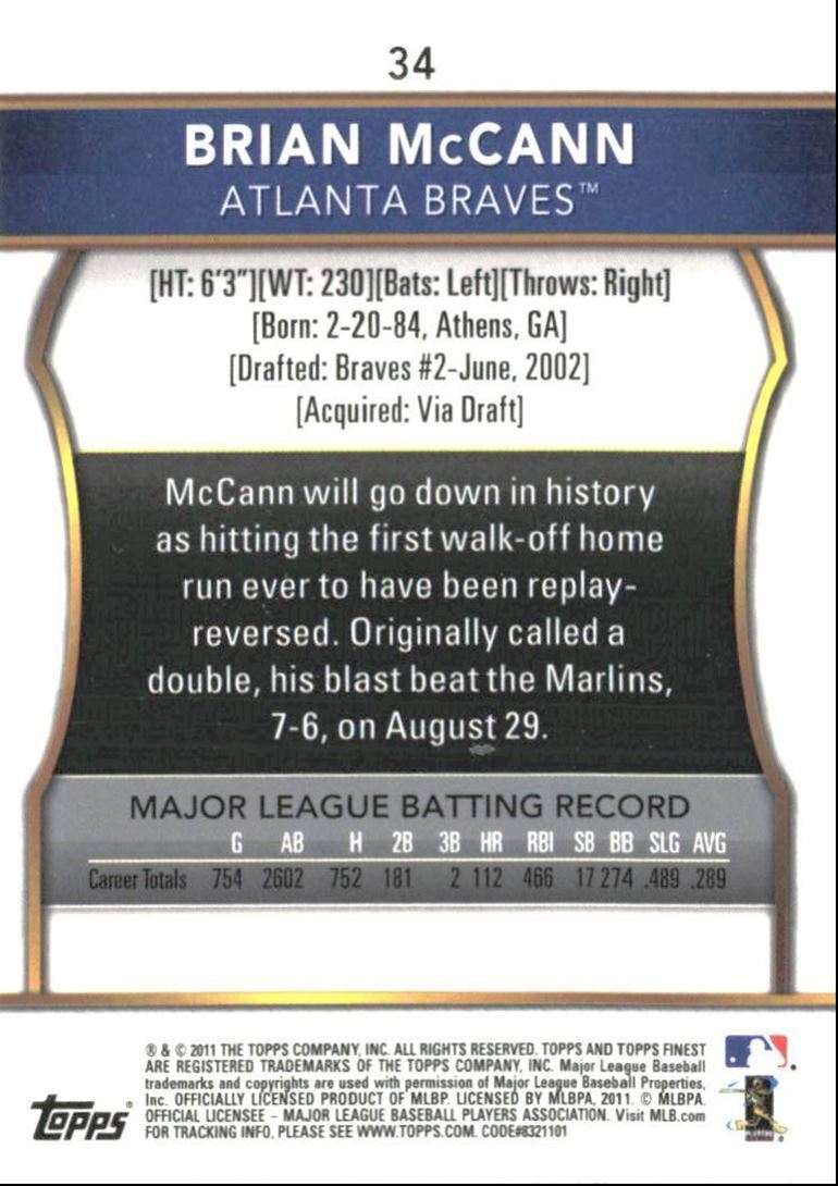 2011 Finest Brian McCann a Atlanta Braves #34