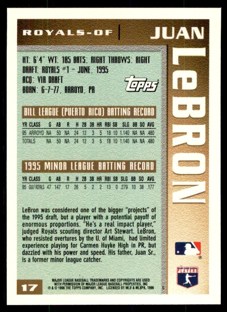 1996 Topps Juan LeBron Baseball Cards #17