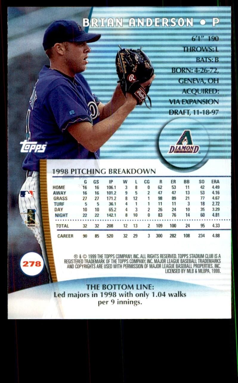 1999 Stadium Club Brian Anderson Baseball Cards #278