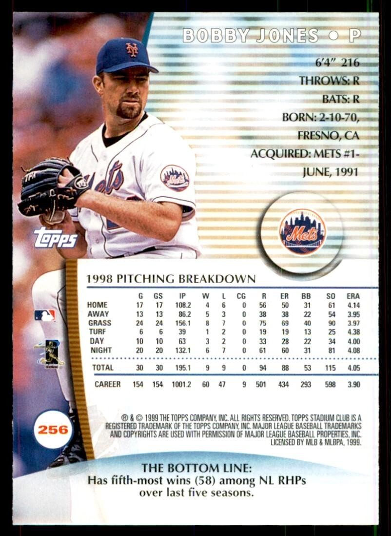 1999 Stadium Club Bobby Jones Baseball Cards #256