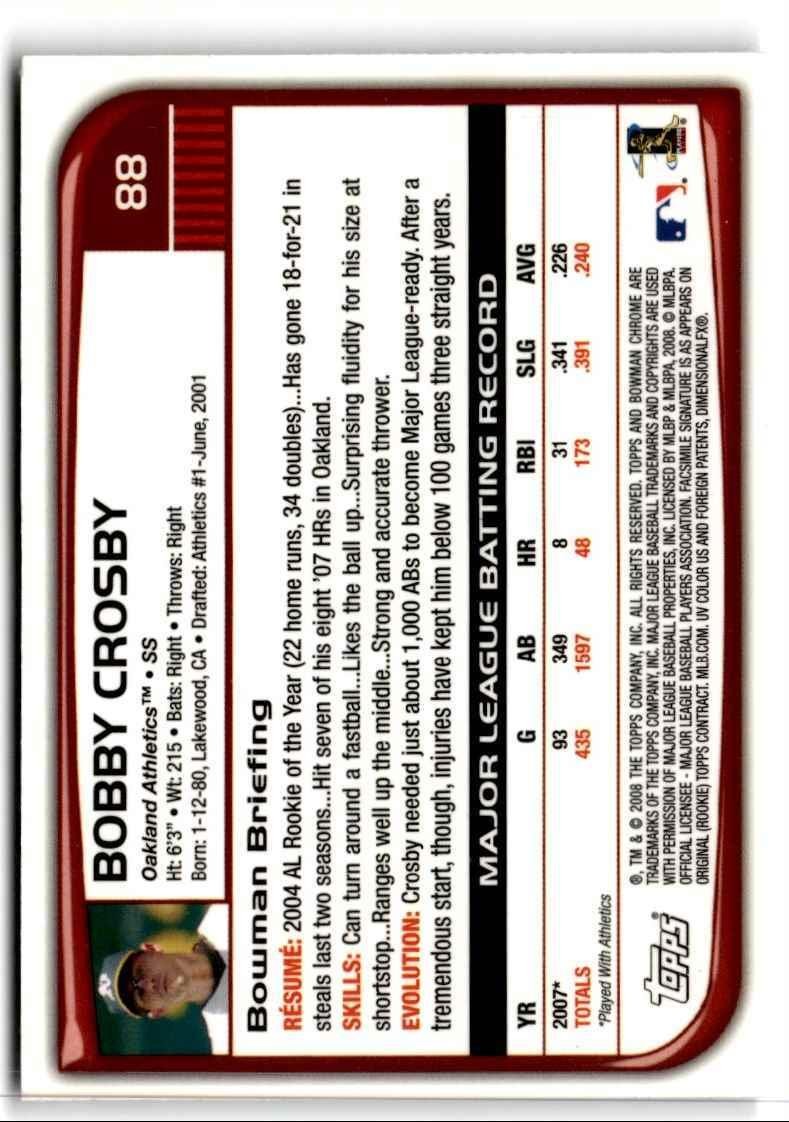 2008 Bowman Chrome Bobby Crosby / Oakland Athletics #88