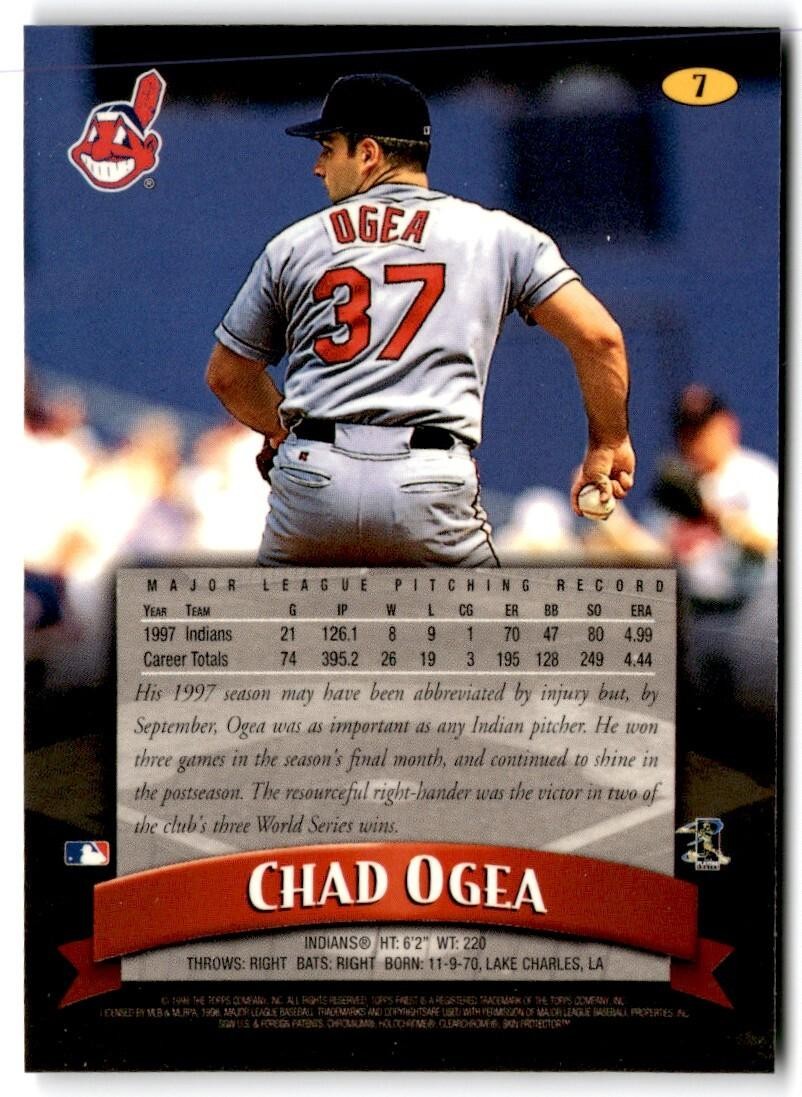 1998 Finest w Coating Chad Ogla Boston Red Sox #7
