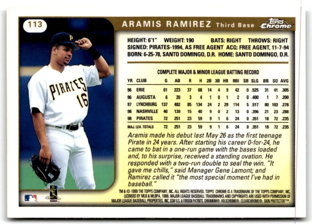 1999 Topps Chrome Aramis Ramirez Pittsburgh Pirates #113