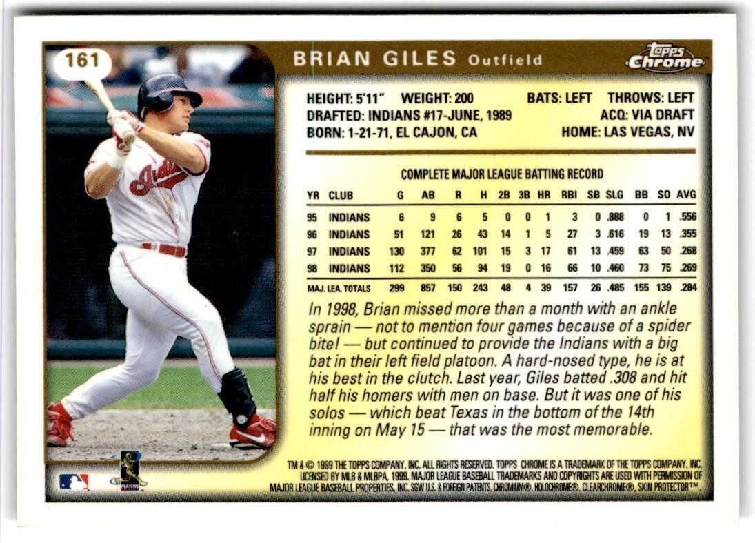 1999 Topps Chrome Brian Giles Cleveland Indians #161