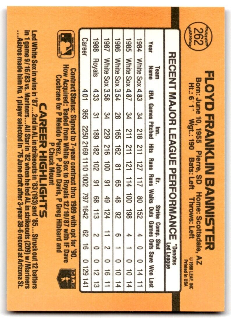1989 Donruss Floyd Bannister a Kansas City Royals #262