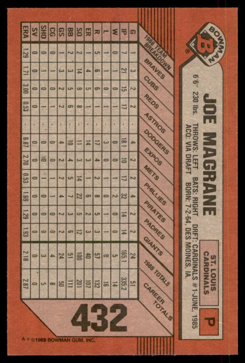 1989 Bowman Joe Magrane St. Louis Cardinals #432