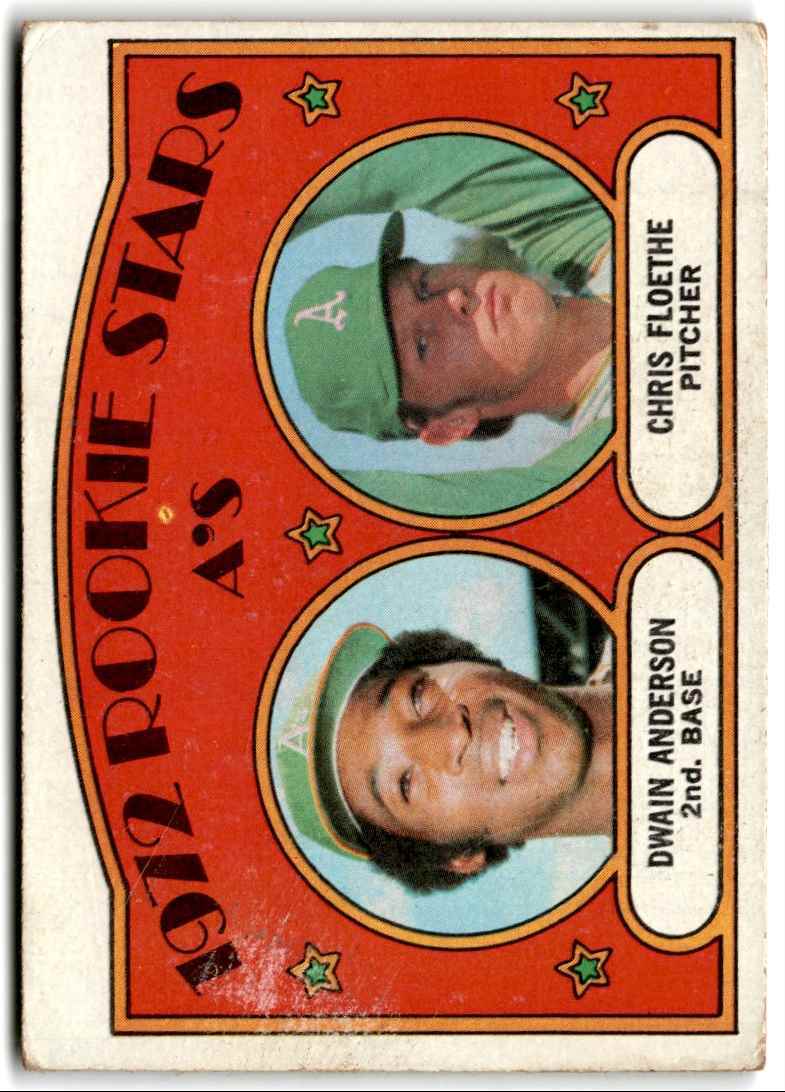 1972 Topps A's Rookies - Dwain Anderson/Chris Floethe Rookie Oakland Athletics