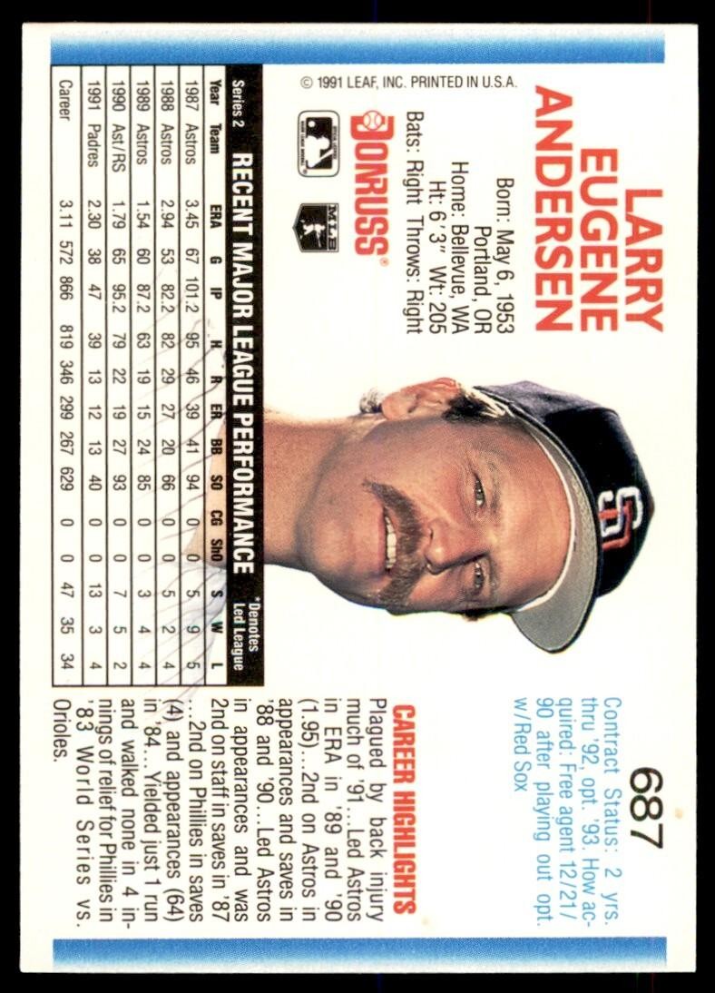 1992 Donruss Larry Andersen San Diego Padres #687