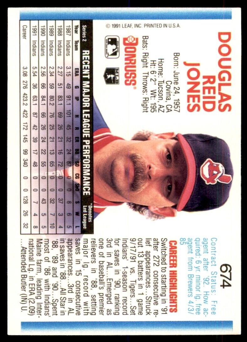 1992 Donruss Doug Jones Cleveland Indians #674