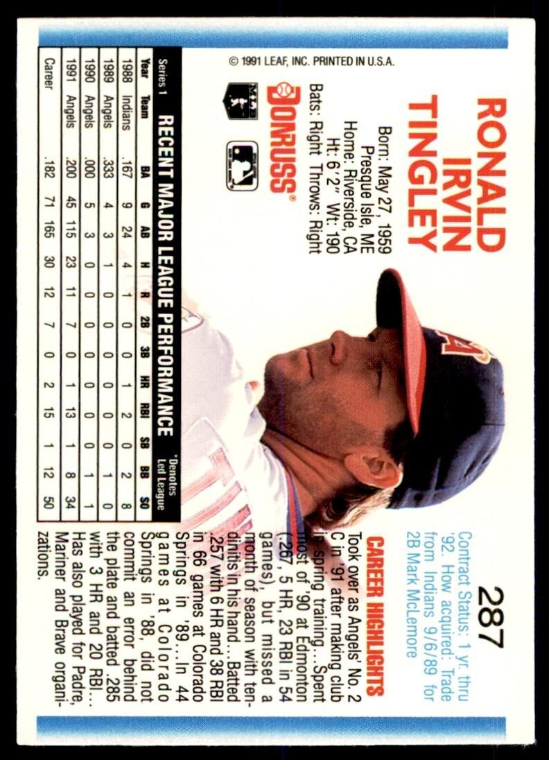1992 Donruss Ron Tingley California Angels #287