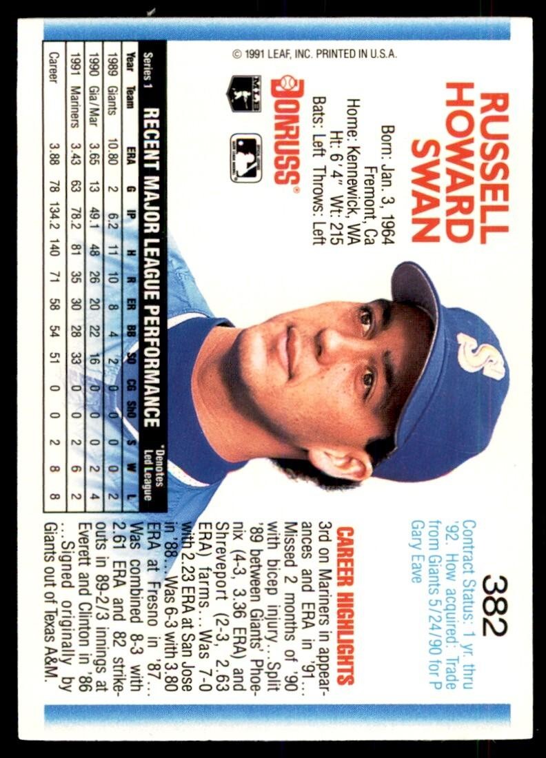 1992 Donruss Russ Swan Seattle Mariners #382