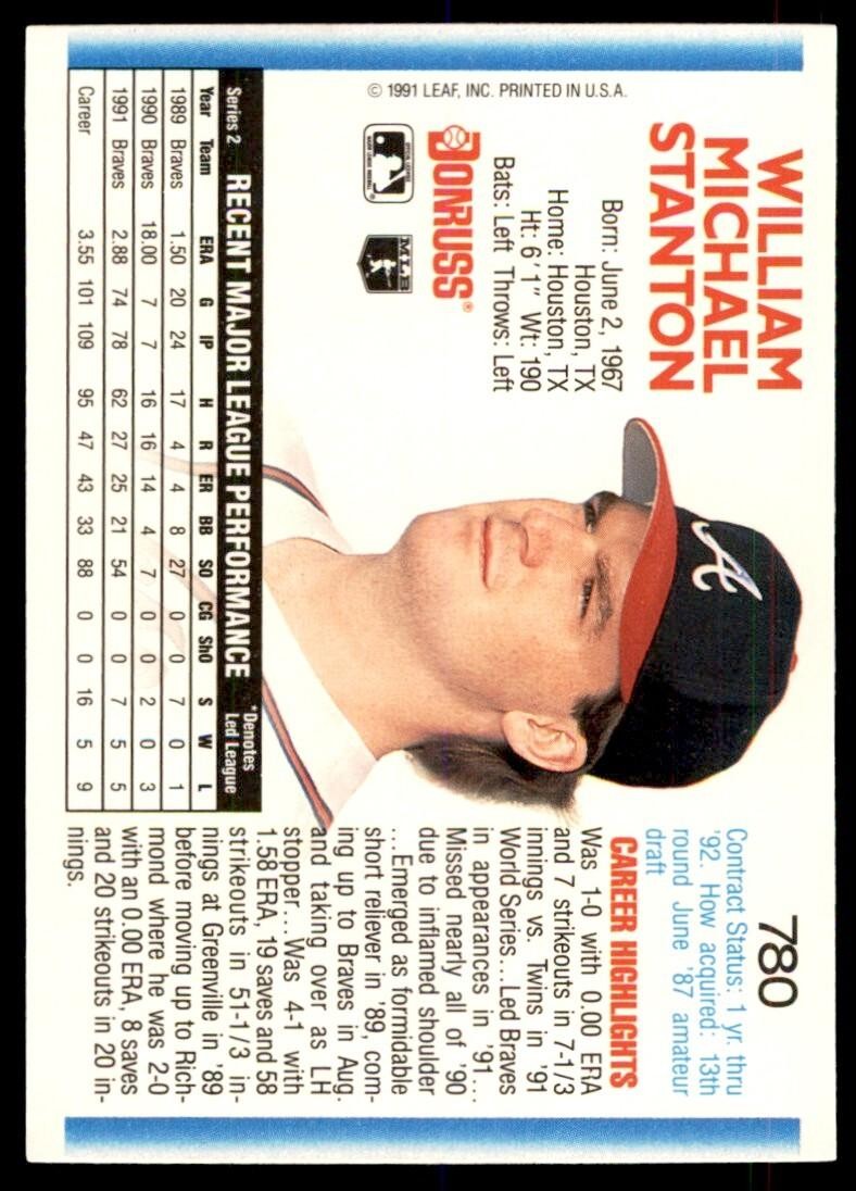 1992 Donruss Mike Stanton Atlanta Braves #780